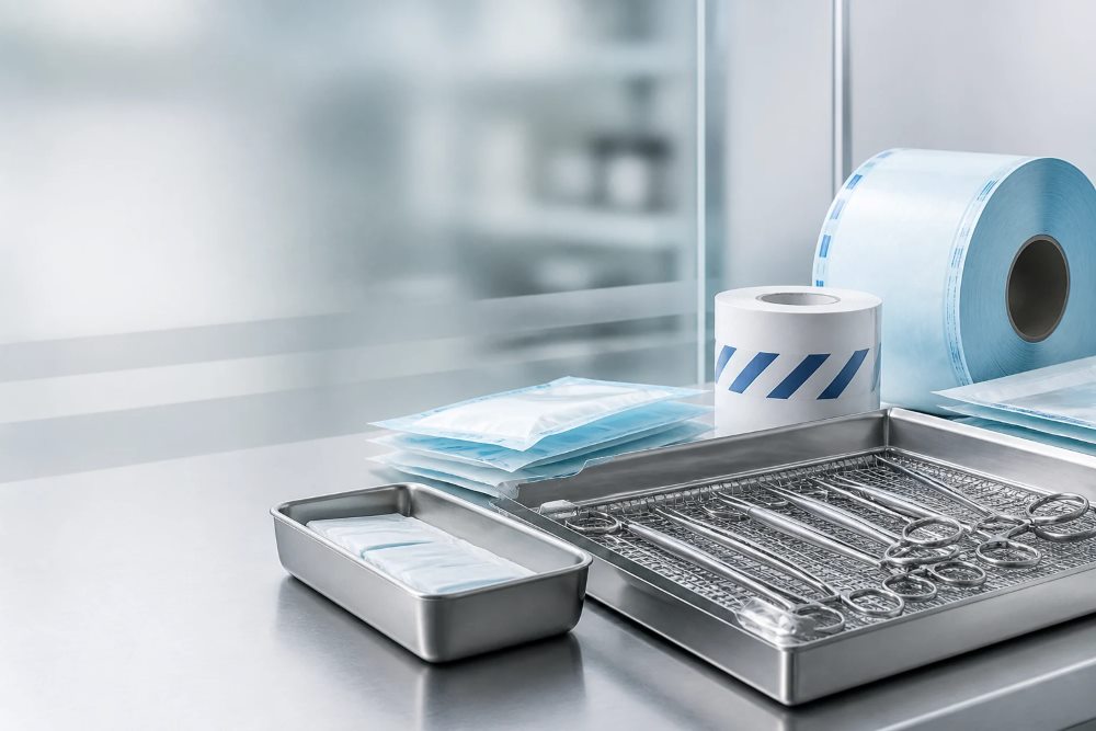 Sterilization packaging and surgical instruments in a CSSD